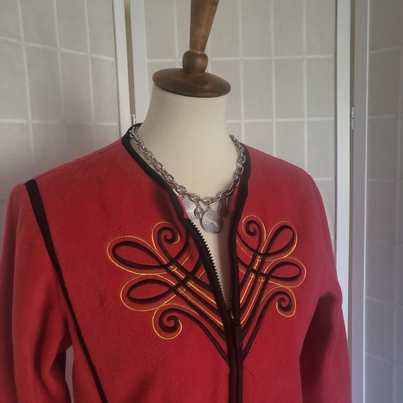 Vintage Christmas Fleece Embroidered Cardigan Jacket - Picture 4 of 10